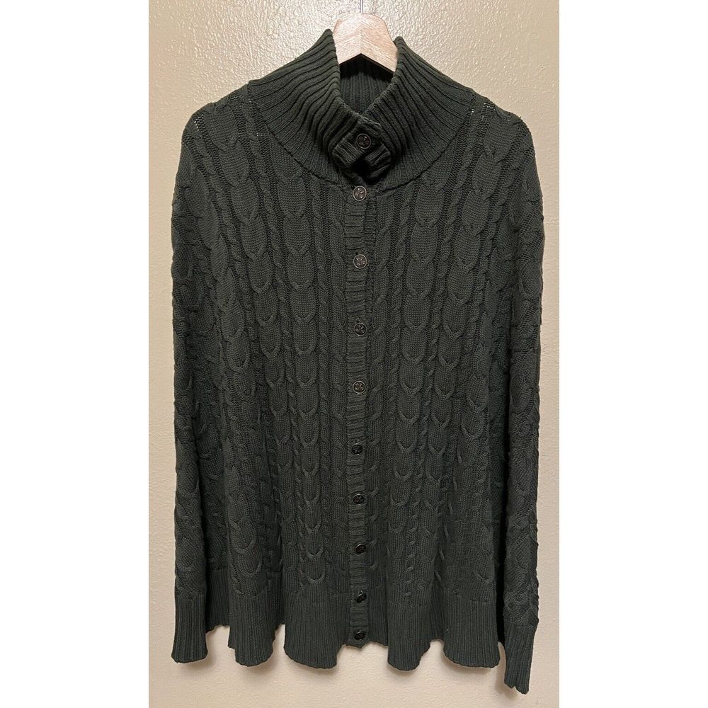 Outlander Hot Topic Green Button Up Cable Knit Cape Shawl Women's Size Plus 2/3